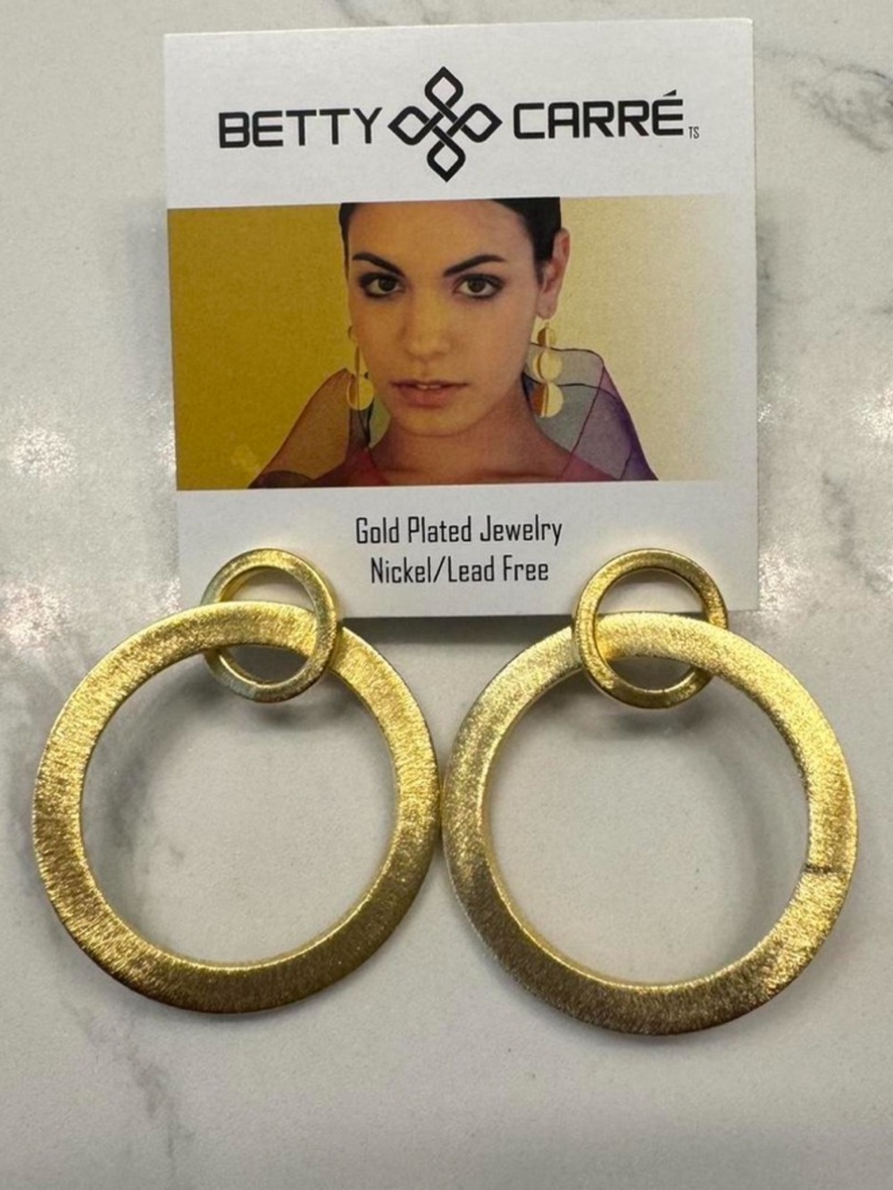 Betty Carré Gold Plated Double Hoop Statement Earrings